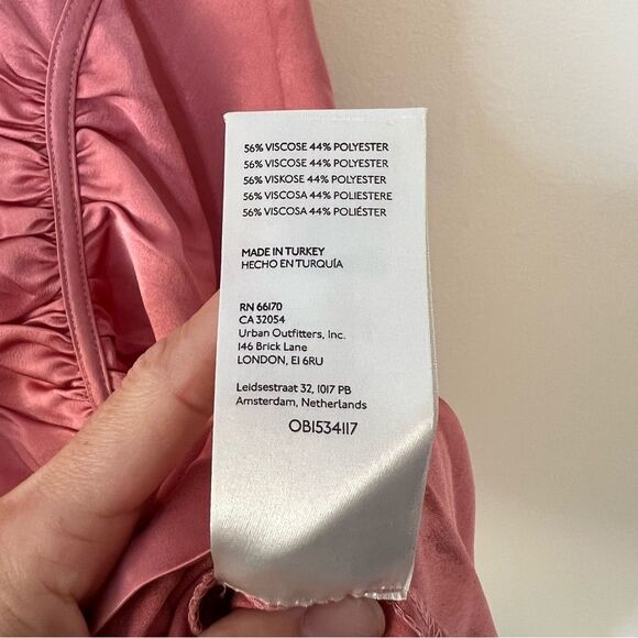 Anthropologie Ruched Asymmetrical Satin Mini Dress NEW Size 2 in Coral Pink - Picture 14 of 14